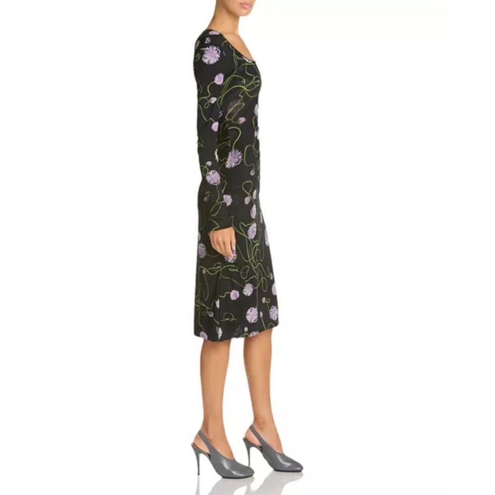 Stella McCartney Ruched Waist Twisted Floral Mesh Dress Black Size XS, Size Med - Picture 3 of 17
